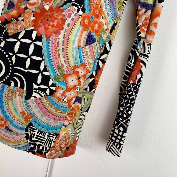 Johnny Was Janie Top Size S Black FLoral Favorite Long Sleeve Crew Swing Tee - Picture 9 of 13